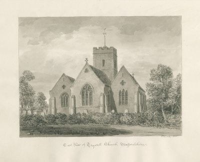 Igreja de Trysull: desenho em sépia, 1846 de John Buckler