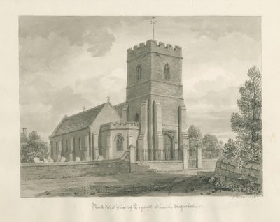 Igreja de Trysull: desenho em sépia, 1846 de John Buckler