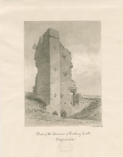 Castelo de Tutbury: desenho em sépia de John Buckler