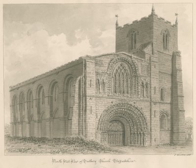 Igreja do Priorado de Tutbury: desenho sépia de John Buckler