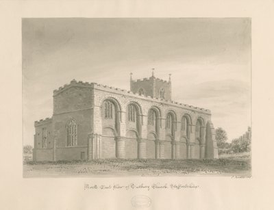 Igreja do Priorado de Tutbury: desenho em sépia, 1812 de John Buckler