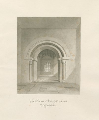 Igreja da Cachoeira - Interior da Capela-mor: desenho em sépia, 1847 de John Buckler