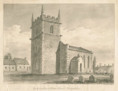 Igreja de Wetton: desenho em sépia, 1839 de John Buckler