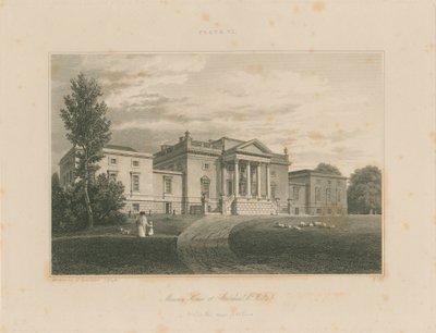 Wiltshire - Stourhead - Mansão: gravura de John Buckler