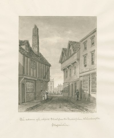 Wolverhampton - Lichfield Street: desenho sépia de John Buckler