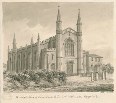 Wolverhampton - Igreja de São Paulo: desenho em sépia de John Buckler