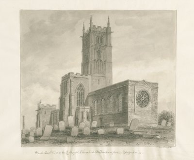 Wolverhampton - Igreja de São Pedro: desenho em sépia de John Buckler
