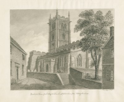 Wolverhampton - Igreja de São Pedro: desenho em sépia de John Buckler