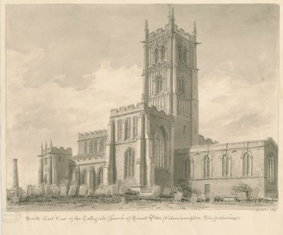Wolverhampton - Igreja de São Pedro: desenho em sépia de John Buckler
