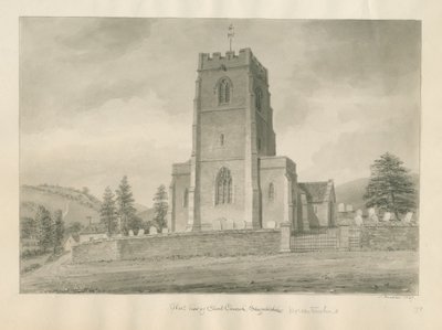 Worcestershire - Clent Church: desenho sépia de John Buckler