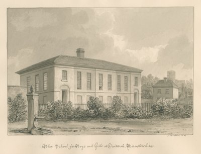 Worcestershire - Droitwich - Escola Azul: desenho em sépia de John Buckler