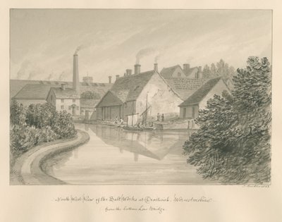 Worcestershire - Droitwich - Salt Works: desenho em sépia, 1833 de John Buckler
