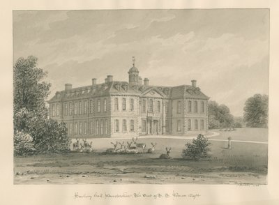 Worcestershire - Hanbury Hall: desenho em sépia, 1833 de John Buckler