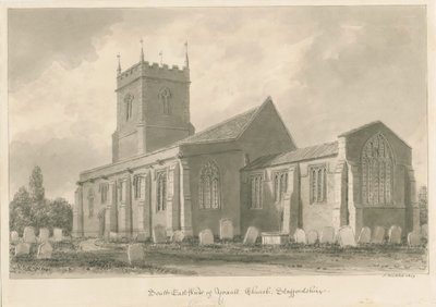 Igreja Yoxall: desenho sépia de John Buckler