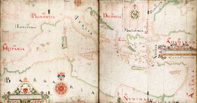 Carta dos mares Mediterrâneo, Negro e Cáspio de John Burston