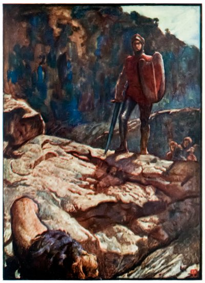 "Greatheart dirige de volta o leão" de "O Pilgrim" Progresso deste mundo, para o que está por vir "por John Bunyan de John Byam Liston Shaw