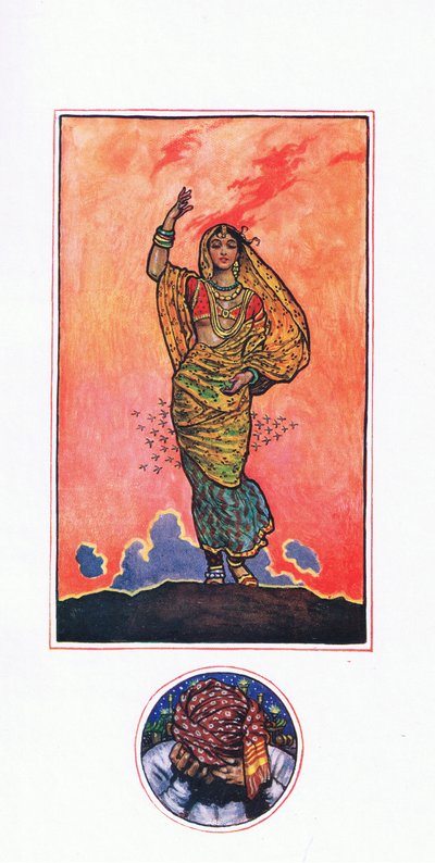 Reminiscência de Mahomed Akram, ilustração de The Garden of Kama (e outras letras da Índia), 1920 de John Byam Liston Shaw