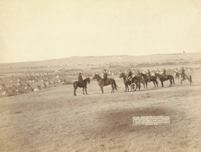 Gen. Miles e pessoal vendo o maior campo de índios hostis dos EUA, perto de Pine Ridge de John C. H. Grabill