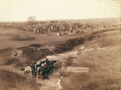 O grande acampamento índio hostil no Rio Brule, perto de Pine Ridge. de John C. H. Grabill