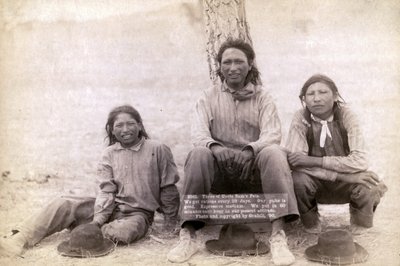 Três garotos adolescentes Lakota em roupas ocidentais, 1891 de John C. H. Grabill