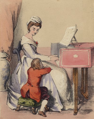 Marie Antoinette cantando ao Dauphin, filho do rei Louis XVI de John Callcott Horsley