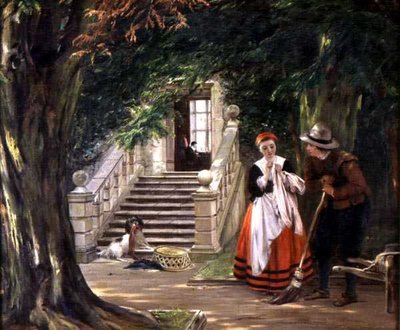 O Flerte Fora da Casa do Mestre de John Callcott Horsley