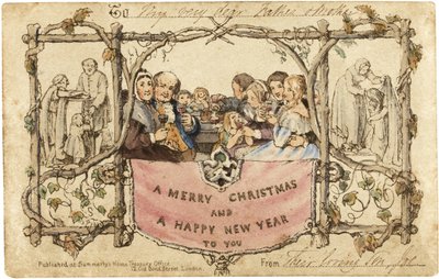 O primeiro cartão de Natal de 1843 de John Callcott Horsley