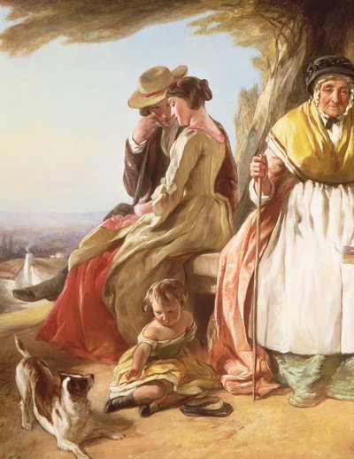 Juventude e Idade, detalhe dos amantes (detalhe de 59345) de John Callcott Horsley