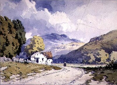 Uma paisagem montanhosa de John Callow