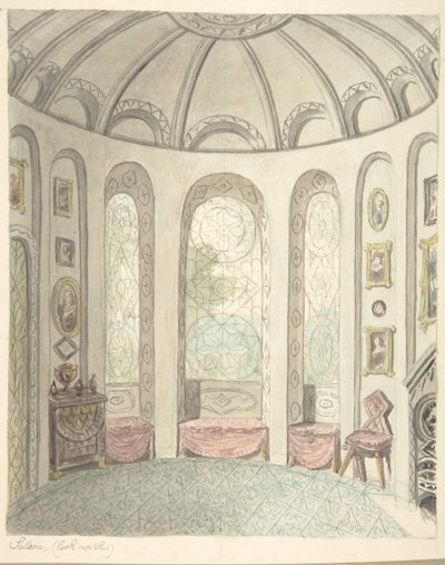 Lea Castle, Worcestershire, Saloon, Looking North, ca. 1816. de John Carter.