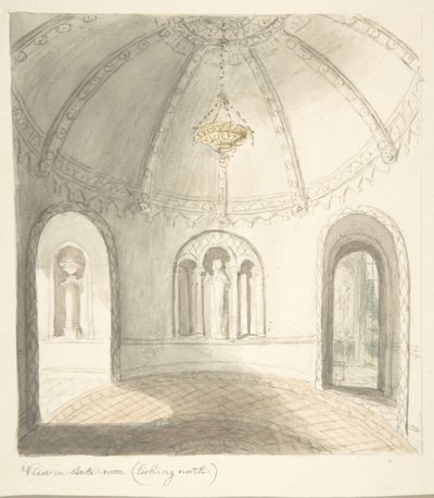 Lea Castle, Worcestershire, View in Ante-room, Looking North, ca. 1816. de John Carter.