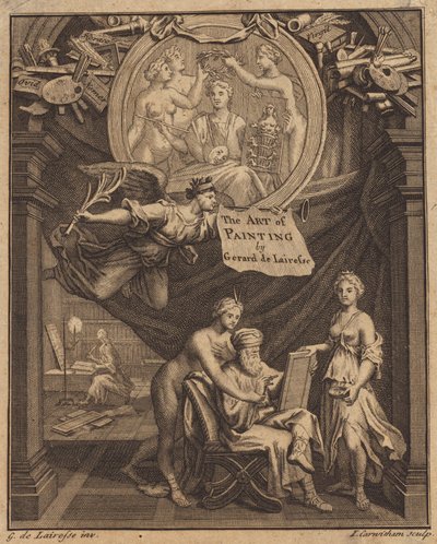 Página de rosto de The Art of Painting, por Gerard de Lairesse de John Carwitham