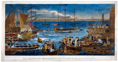 Embarque de Sua Majestade em Greenwich, para a Escócia, 1822. de John Chapman