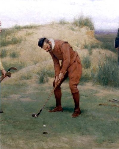 Durante o tempo das sermões, detalhe do golfista, 1896 de John Charles Dollman