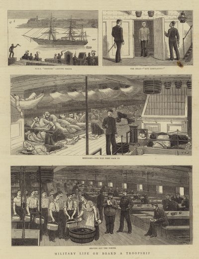 Vida militar a bordo de um troopship de John Charles Dollman