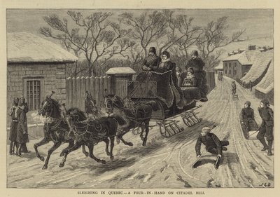 Sleighing em Quebec, um Four-in-Hand no Citadel Hill de John Charles Dollman