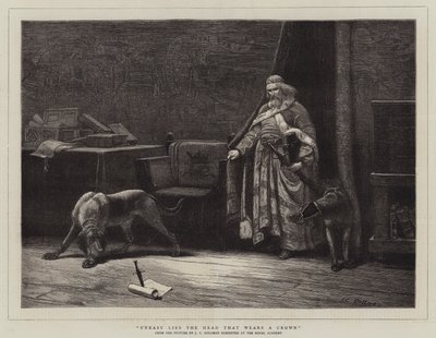 Inquieto encontra a cabeça que usa uma coroa de John Charles Dollman