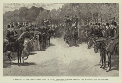 Uma reunião do Four-in-Hand Club em Hyde Park, os treinadores deixando a revista para Hurlingham de John Charlton