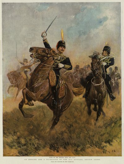 Um Oficial e um Trompetista dos 20 Hussardos, Review Order (chromolitho) de John Charlton