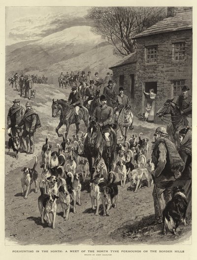 Caça às Raposas no Norte, um encontro dos Foxhounds de North Tyne em Border Hills de John Charlton