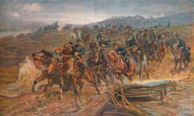 Artilharia francesa, atravessando o rio Aisne, setembro de 1914, 1915 1928 de John Charlton