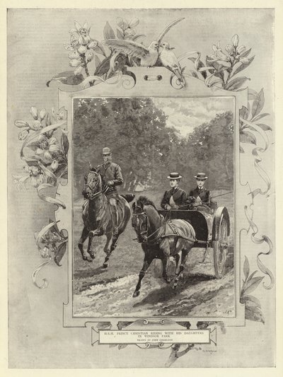 SAR Príncipe Cristão cavalgando com suas filhas em Windsor Park de John Charlton