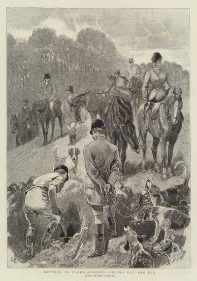 Caça em Cardiganshire, escavando a raposa de John Charlton
