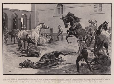 Os heróis da carga de Omdurman, os 21º lanceiros em seu caminho para a frente de John Charlton