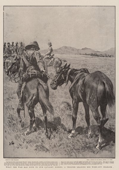 O que a guerra fez aos nossos cavalos de cavalaria, um soldado conduzindo seu carregador desgastado de John Charlton