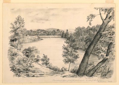 Desenho, Vista do rio Conneticut, perto de Brattleboro, Vermont, 1854 de John Cheney