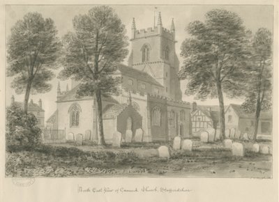 Igreja Cannock: desenho sépia de John Chessell Buckler
