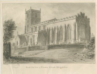 Igreja Checkley: desenho sépia de John Chessell Buckler