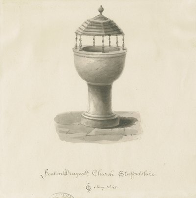 Fonte em Draycott na Igreja dos Mouros: desenho sépia de John Chessell Buckler