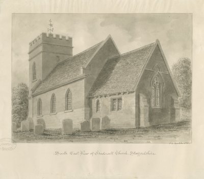 Igreja de Fradswell: desenho sépia de John Chessell Buckler